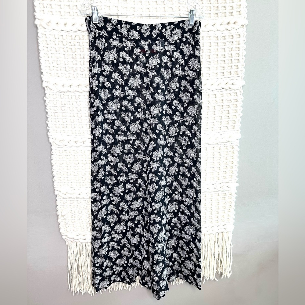 Moschino Wide Leg High Waist Black Floral Pants